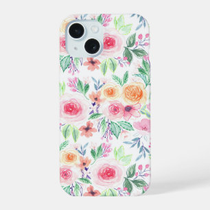 Fleurs et feuilles à l'aquarelle