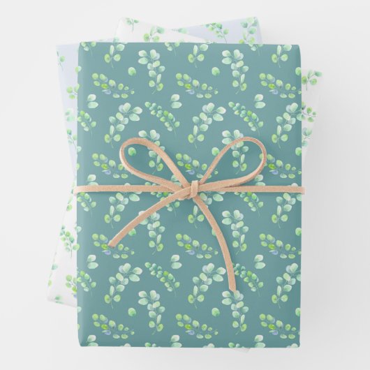 Fleurs et feuilles bleu vert (En situation)