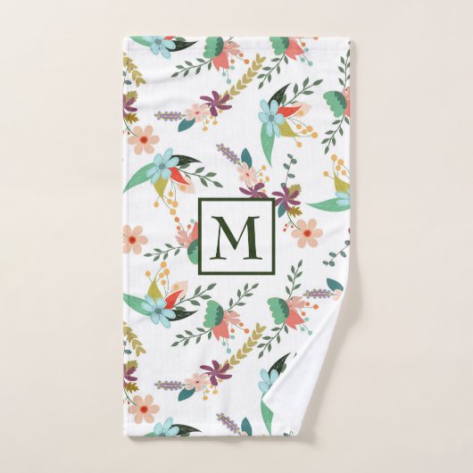 Fleurs Et Feuilles Colorés (Serviette à main)