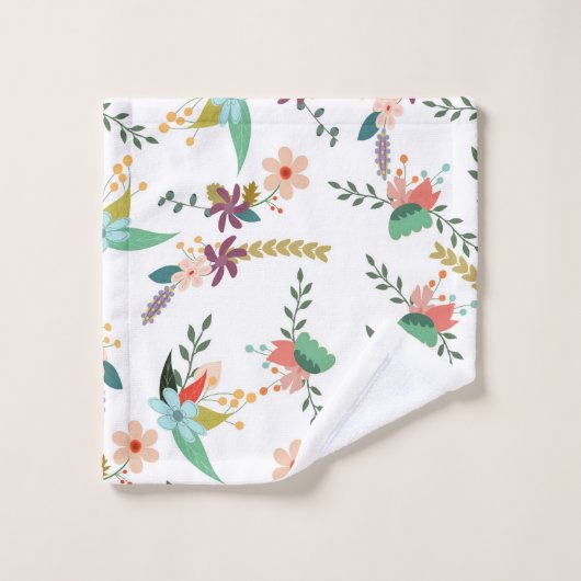 Fleurs Et Feuilles Colorés (Gant de toilette)