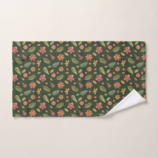 Fleurs et Feuilles de Forêt Whimsical (Serviette à main)