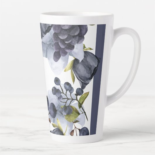 Fleurs et fruits bleus dans le cadre Latte Mug (Droite)