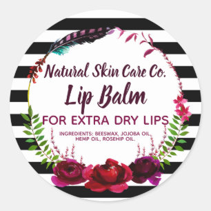 Fleurs Et Grandes Lèvres Balm Étiquettes D'Affaire