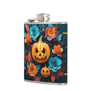 Fleurs Et Jackolantern Flacon Enveloppé En Vinyle
