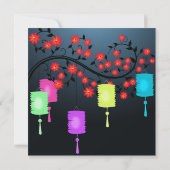 Fleurs et lanternes Invitation (Dos)