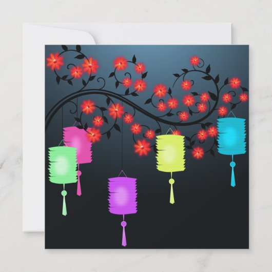 Fleurs et lanternes Invitation (Dos)