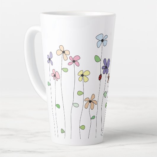 Fleurs et Latte Mug Ladybug (Angle gauche)