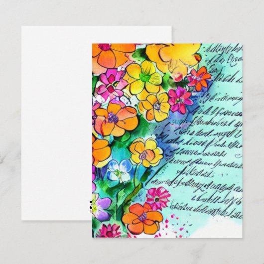 Fleurs et lettres Cartes de notes (Devant / Derrière)