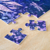 Fleurs et libellules bleu violet Puzzle (Côté)
