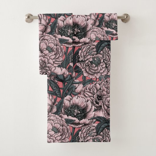 Fleurs et moisissures de pivoines roses (En situation)