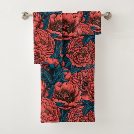 Fleurs et moisissures de pivoines rouges (En situation)