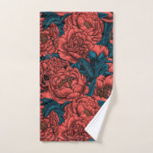 Fleurs et moisissures de pivoines rouges (Serviette à main)