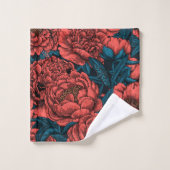 Fleurs et moisissures de pivoines rouges (Gant de toilette)