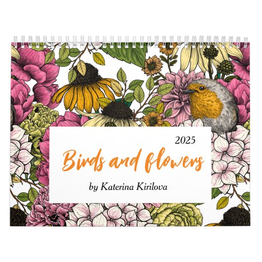 Fleurs et oiseaux Calendrier 2025 (Protection)