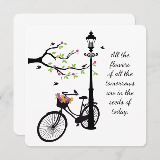 Fleurs et oiseaux carte pour notes 5x5 (Devant / Derrière)