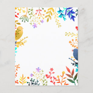 Fleurs et oiseaux encadrent le papier de fond de s