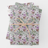 Fleurs et oiseaux enveloppant des feuilles de papi (En situation)