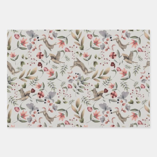 Fleurs et oiseaux enveloppant du papier (Devant)