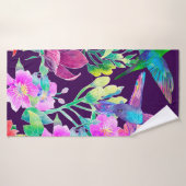 Fleurs et oiseaux exotiques (Serviette de bain)
