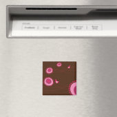 Fleurs et oiseaux rose pointillés Magnet (In Situ (Lave-vaisselle))