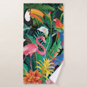 Fleurs et oiseaux tropicaux (Serviette de bain)