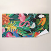 Fleurs et oiseaux tropicaux (Serviette de bain)