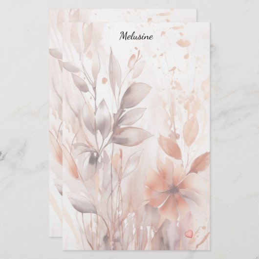 Fleurs et papeterie Feuille (Devant / Derrière)