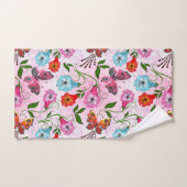 Fleurs Et Papillon Rose Rouge Bleu Élégant (Serviette à main)