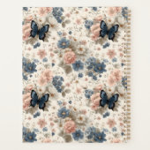 Fleurs et papillon roses et bleus de printemps vin (Dos)