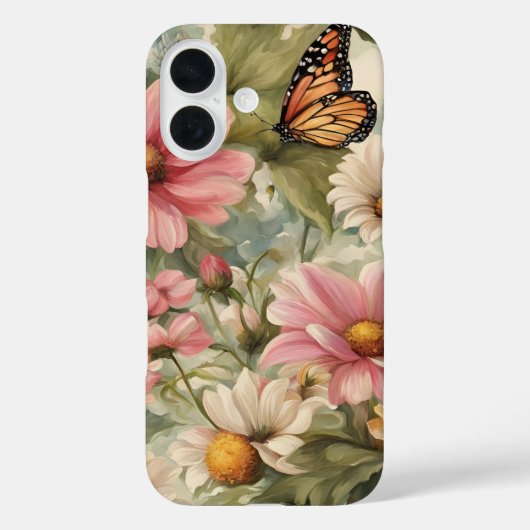 Fleurs et papillon travail d'art iPhone / coque ip (Verso)