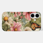 Fleurs et papillon travail d'art iPhone / coque ip (Verso (horizontal))