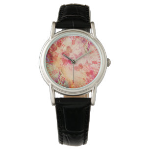 Fleurs Et Papillons Aquarelle, Montre Dames