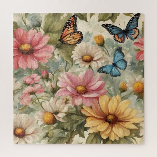 Fleurs Et Papillons Art Puzzle (Vertical)