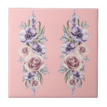 Fleurs et papillons Carreaux en céramique rose Vin<br><div class="desc">Fleurs et papillons Design Vintage Carreaux en céramique rose - Peinture MIGNED</div>