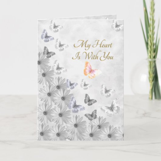 Fleurs et papillons Carte Sympathie / Condolence (Devant)