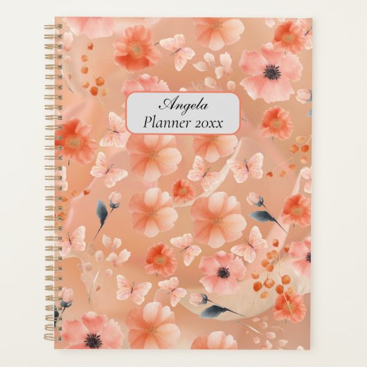 Fleurs et papillons d'orange et de pêche (Devant)