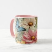 Fleurs Et Papillons L'Art Travail Mug (Devant gauche)