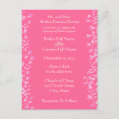 Fleurs et perles roses faire-part de mariage (Devant)