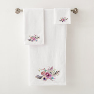 Fleurs et plumes colorées Bouquet Boho