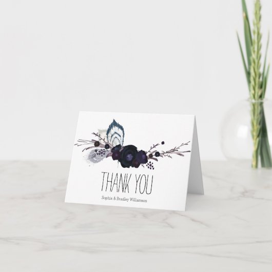 Fleurs et plumes violettes Merci (Devant)