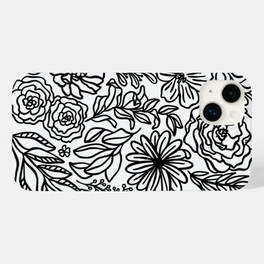 Fleurs et plus en noir Coque-Mate coque iphone (Verso (horizontal))