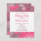 Fleurs et points Invitation de fête d'anniversaire (Devant / Derrière)