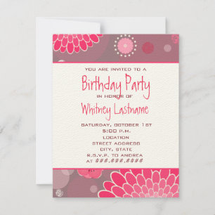 Fleurs et points Invitation de fête d'anniversaire
