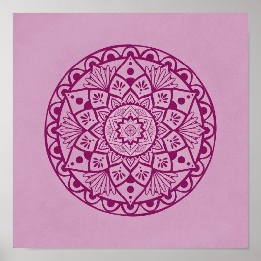 Fleurs et points Mandala - Impression rose Fuschia (Devant)