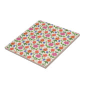 Fleurs et Points sur Ecru, Carreau de Céramique (Côté)