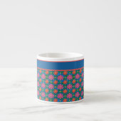 Fleurs et Polkas Rangoli sur Mug Espresso Bleu (Devant)