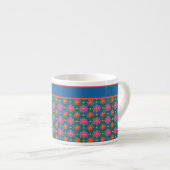 Fleurs et Polkas Rangoli sur Mug Espresso Bleu (Devant droit)
