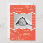 Fleurs et rayures Faire-part de naissance photo (Devant)
