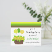 Fleurs et rayures Invitation Anniversaire (Debout devant)