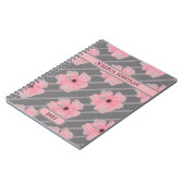 Fleurs Et Rayures Roses Carnet Personnalisé (Côté gauche)